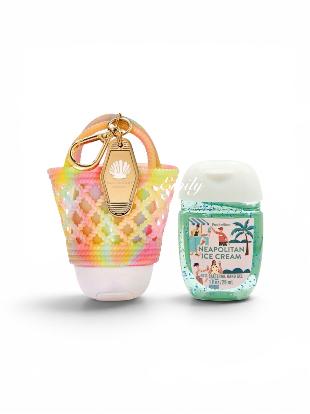Bath & Body Works rainbow JELLY TOTE PocketBac Holder NEAPOLITAN ICE CREAM Set